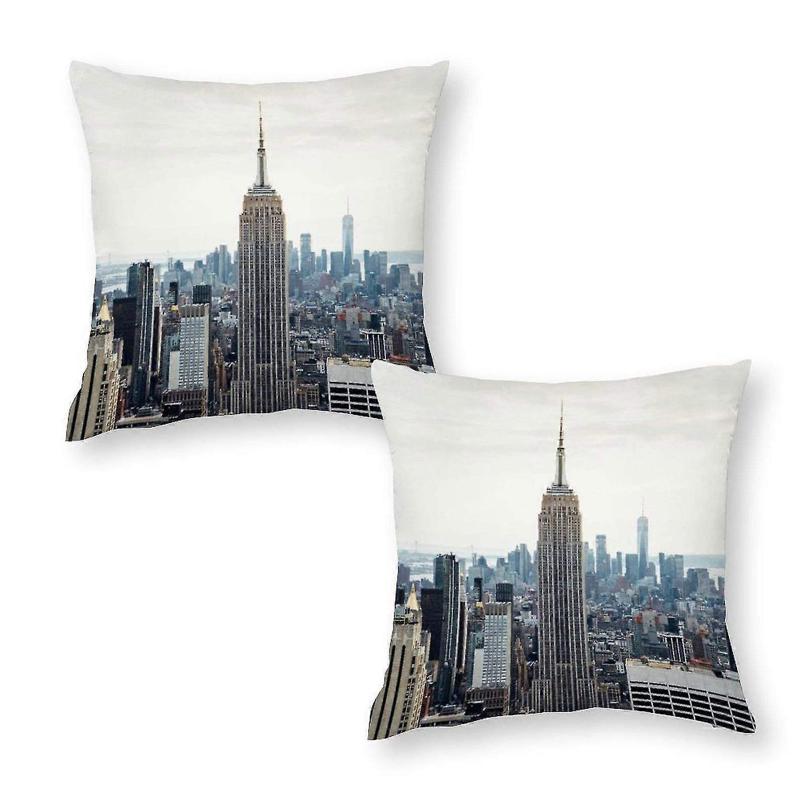State Building Against Sea Set Of 2 Pillowcase