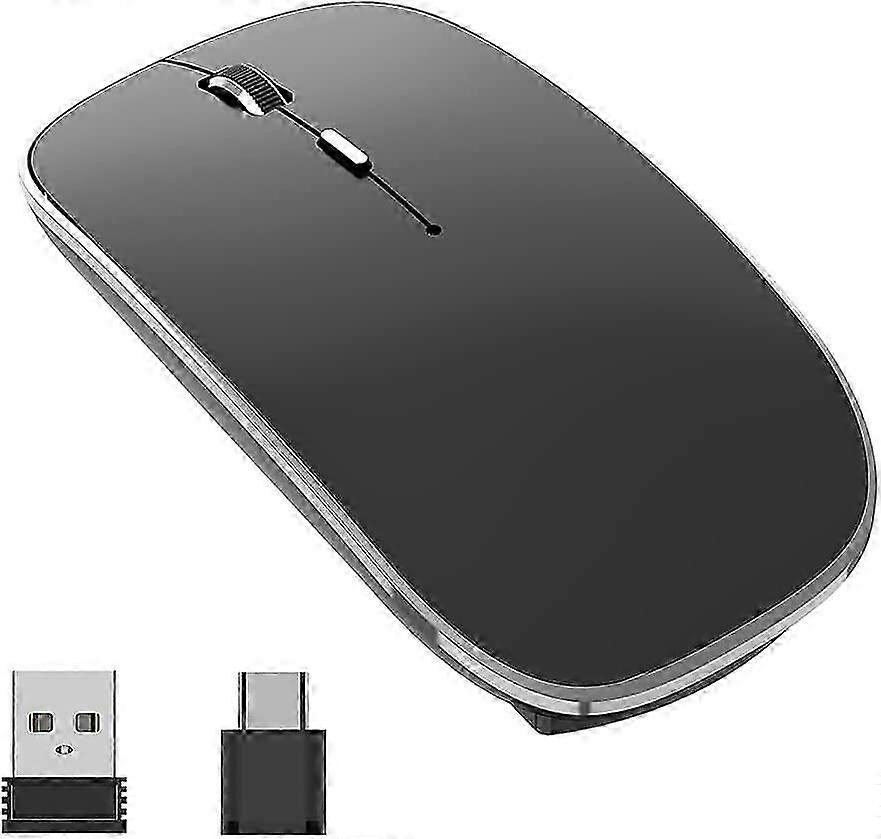 Wireless Mouse Rechargeable Portable Silent Wireless Mouse USB and Type-C Dual Mode Wireless Mouse 3 Adjustable DPI for Laptop, Mac, PC
