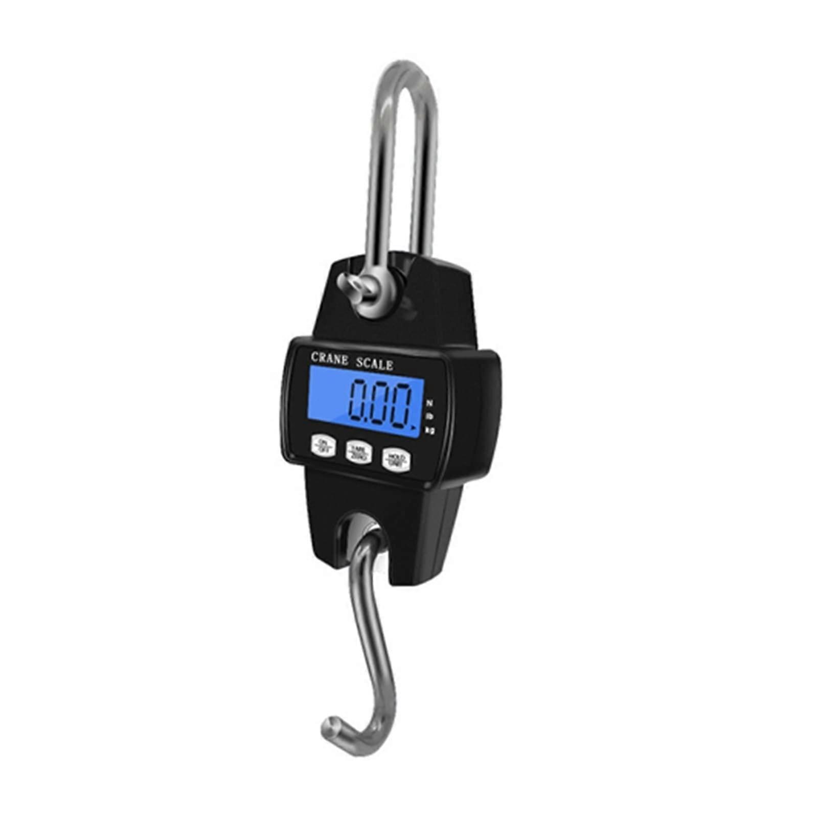 Digital Crane Scale, 300 KG Mini Hanging Scale, 0.1 KG Accuracy, Portable Electronic Hoist Scale with N/LB/KG Unit Conversion, Black