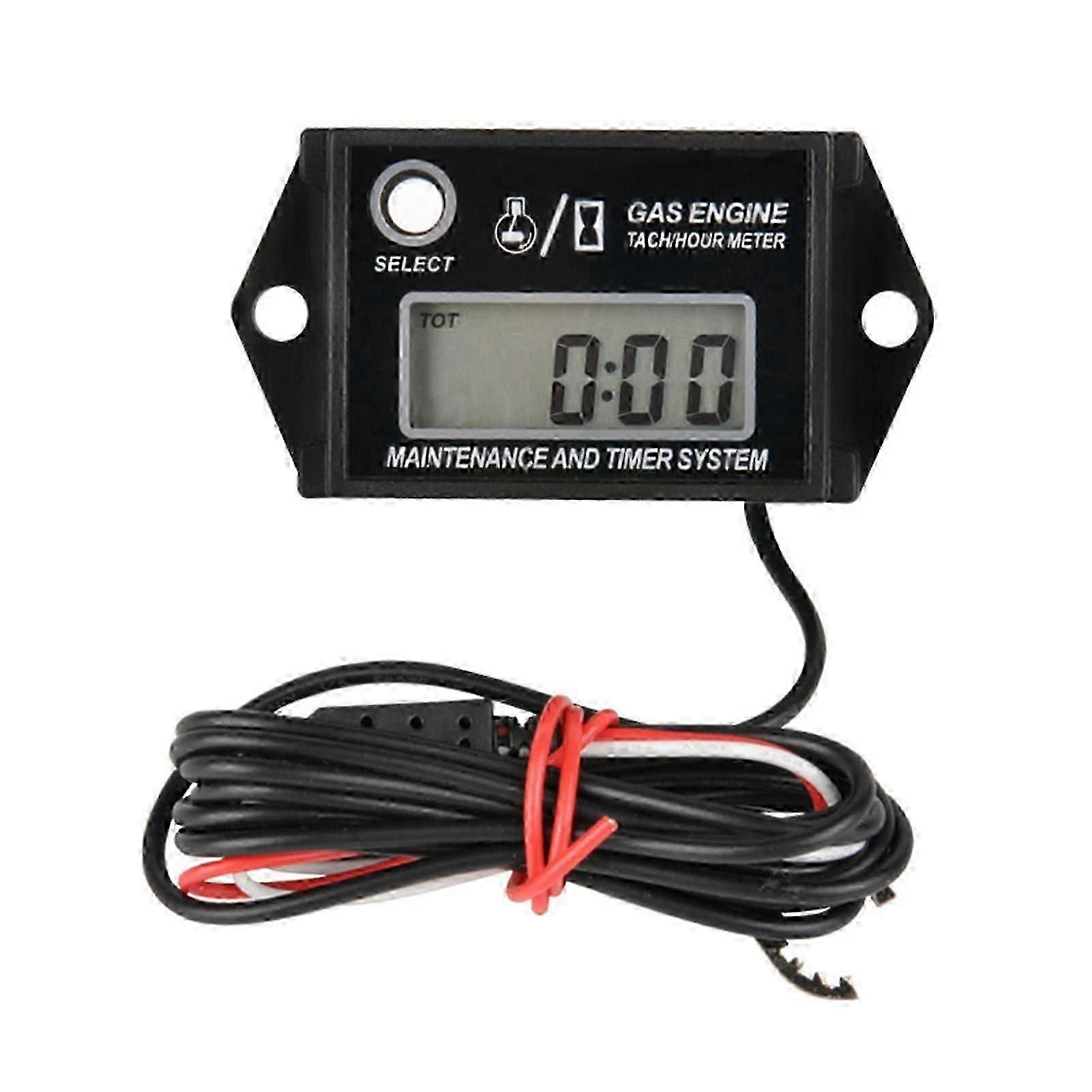suitable for LCD Digital Tachometer Gas Engine Tach/Hour Meter Resettable RPM Tester for 2/4 Stroke Engine Motorcycles with Maintenance Reminder Funct