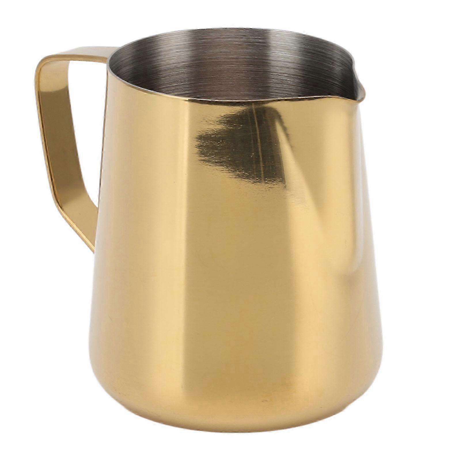Stainless Steel Milk Frothing Pitcher with 350ml Capacity Designed for Tea Shops and Cafes Gold Color
