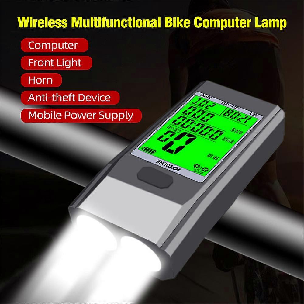 Wireless Bike Computer with LED Bicycle Front Light Horn Bicycle Speedometer