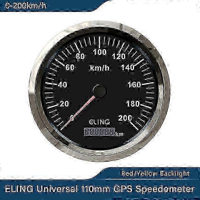 110mm Waterproof Dimension GPS Speedometer Odometer 0-200km/h 12V/24V Speedo with Red and Yellow Backlight
