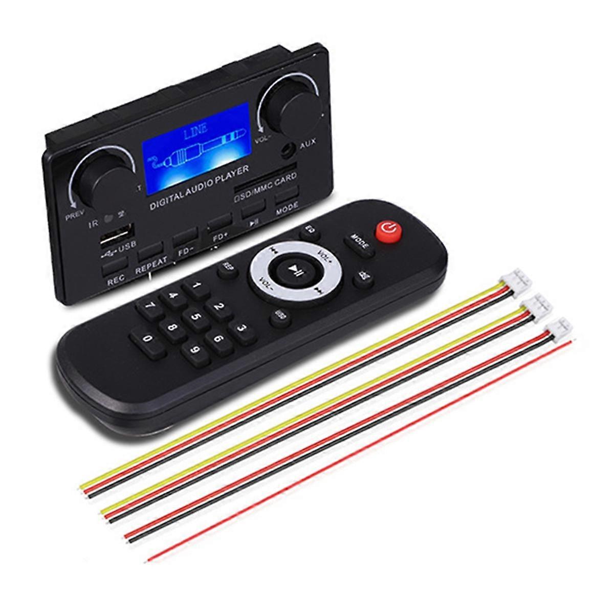 LCD Display Bluetooth 5.0 MP3 Decoder Board Support Handsfree Recording FM DC 12V MP3 WMA WAV APE F