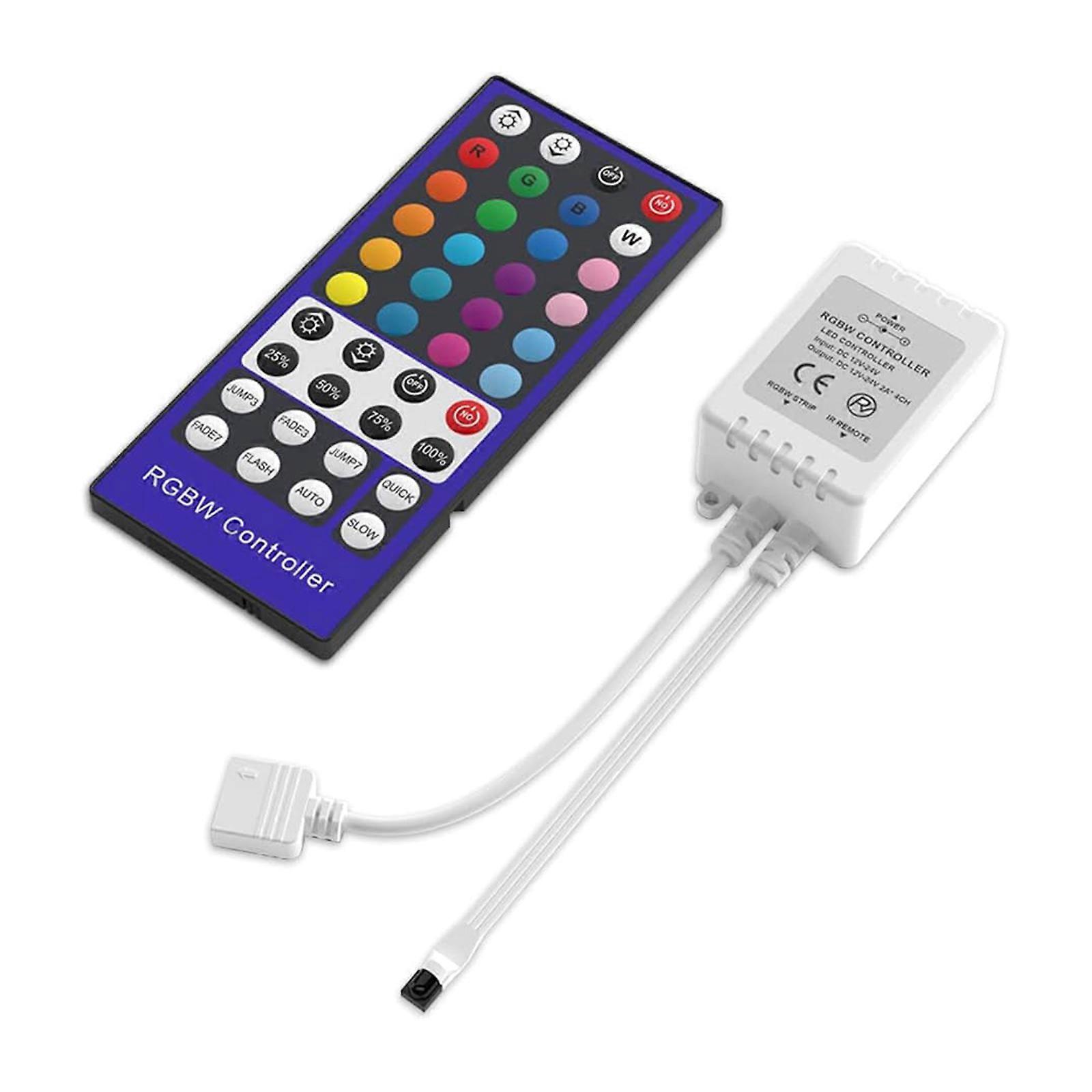 40 Keys RGBW Remote Controller Dimmer for RGB+White RGBWW Strip Light, Turn ON Off, Adjust Brightness,Flash Modes Multicolor