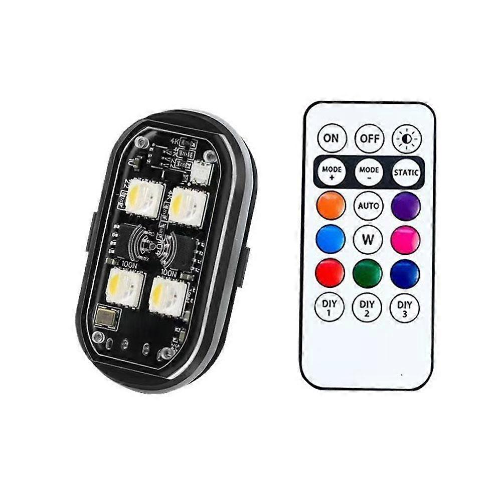 Luci lampeggianti a LED per auto senza fili, telecomando, luce di avvertimento universale a 8 colori