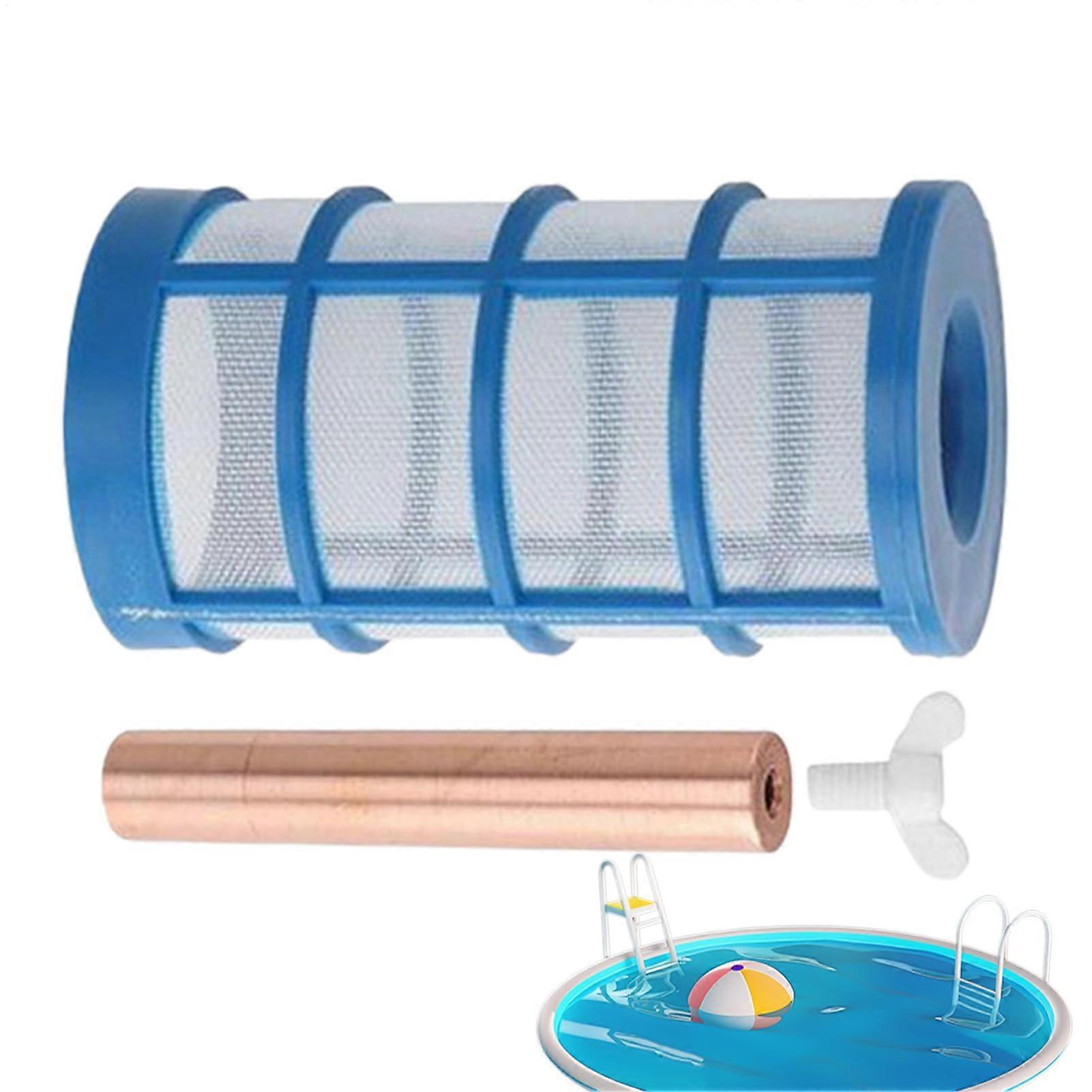 Solar pool ionizer replacement, floating water purifier, solar copper anode, including basket sieve and screw, replacement parts for swimming areas