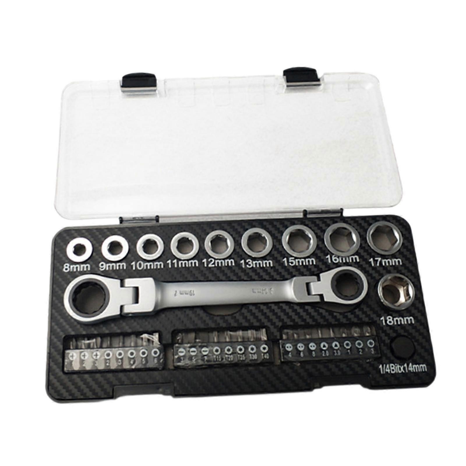 36 Pieces Metric Socket Ratchet Wrench Set Sturdy Length 21cm 8-18mm Sockets