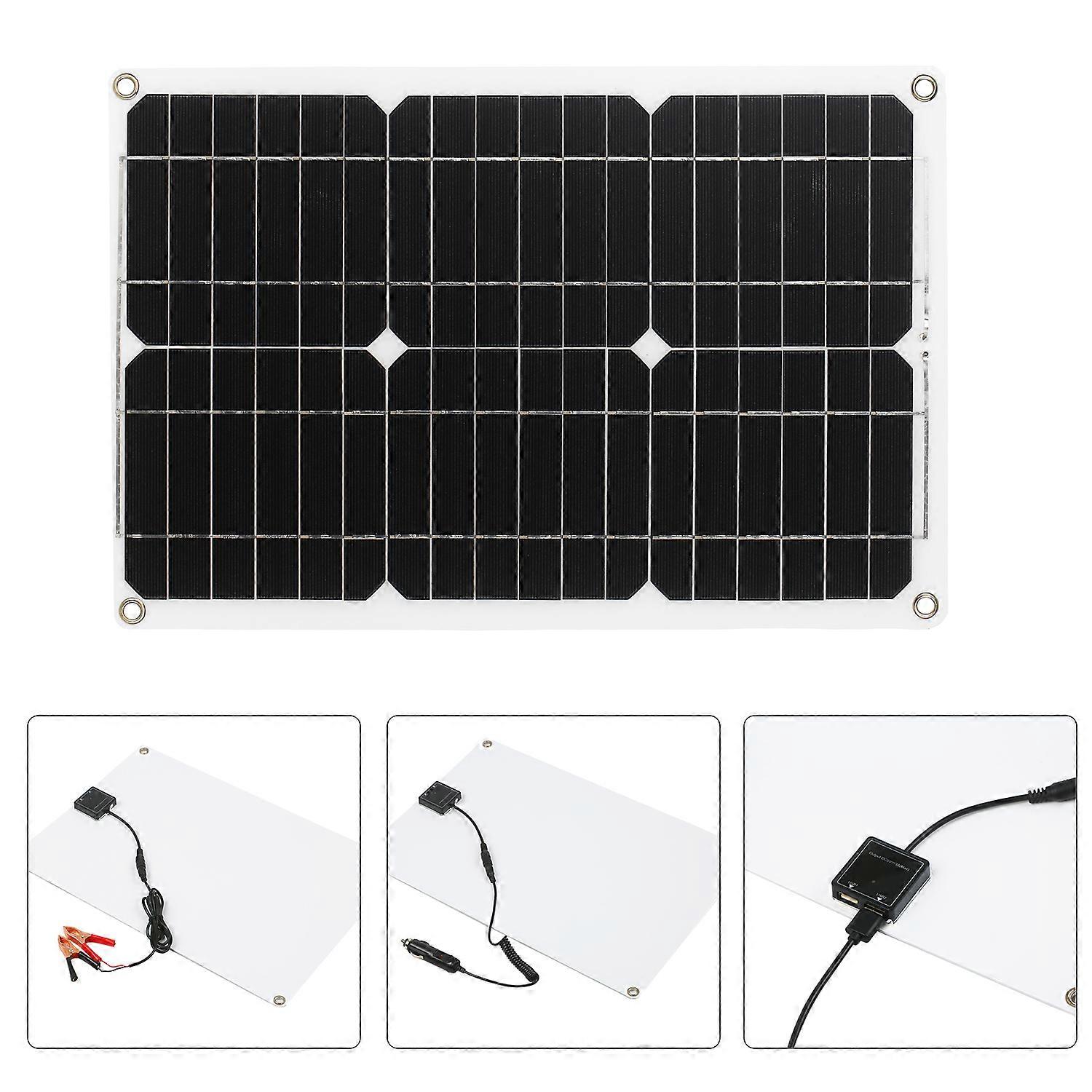 18W 12V Solar Panel Kit Dual USB Port Off Grid Monocrystalline Module with SAE Connection Cable Kits