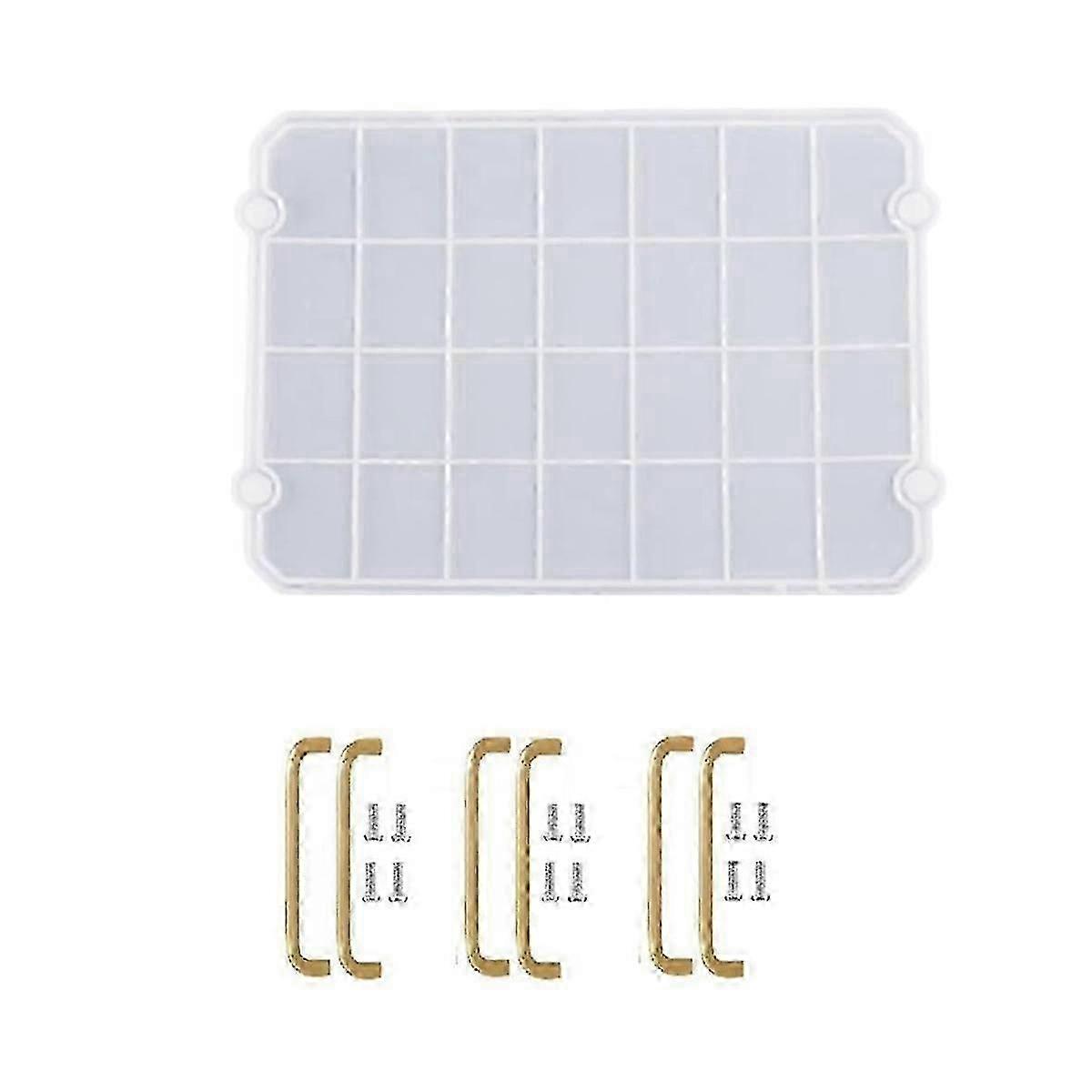 Rectangle Silicone Tray Mold with Gold Handles, Flat Tray Mold for Resin and Epoxy Applications, Perfect for Creating Stylish Serving Trays