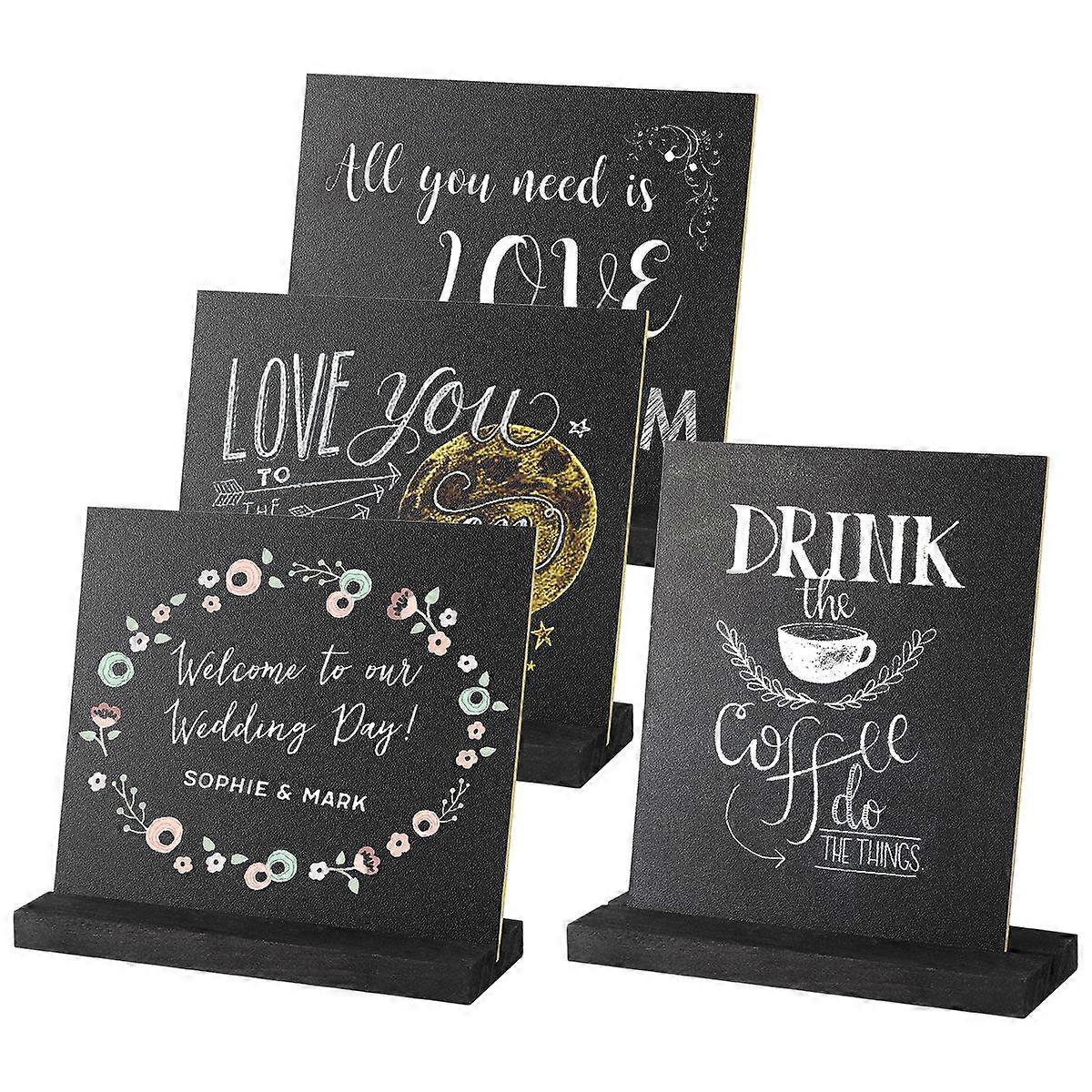 NUOLUX 4PCS Creative Double-Sided Blackboard Writing Board with a Solid Base for Home Hotel Decoration