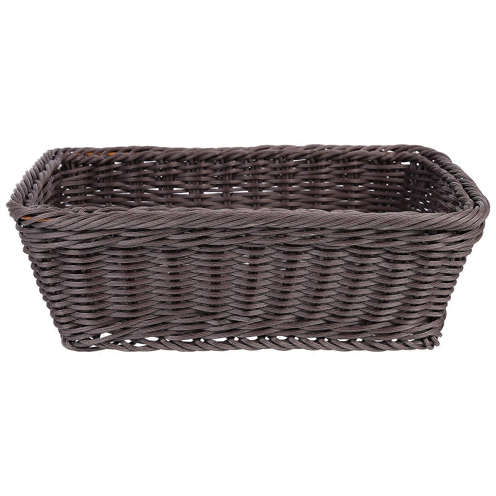 Coffee Woven Basket for Storage Use Delicate and Practical Fits Various Scenes 12x8x6 Inches