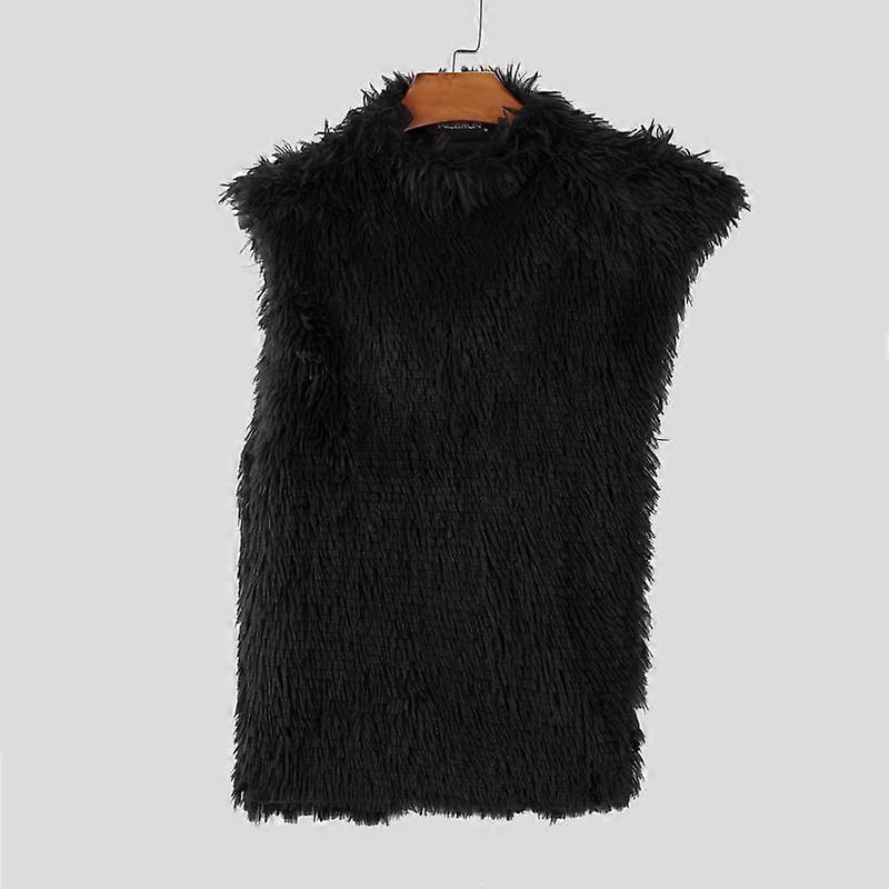 INCERUN Men Sleeveless Irregular Furry Tank Tops Vest