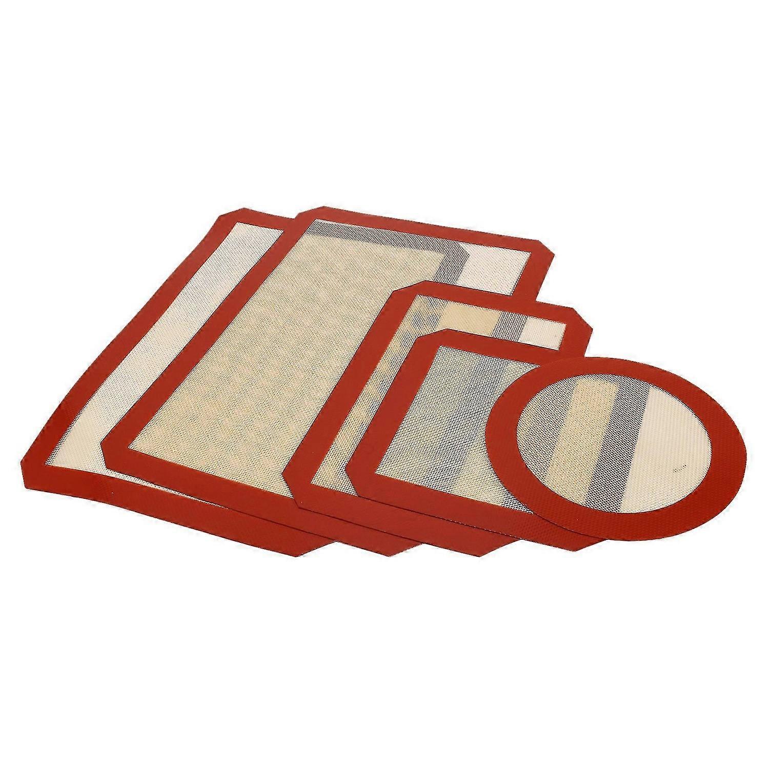 Silicone Baking Mats Set of 5 By AceProd Non Stick Reusable Baking Mats with Round and Square Silic