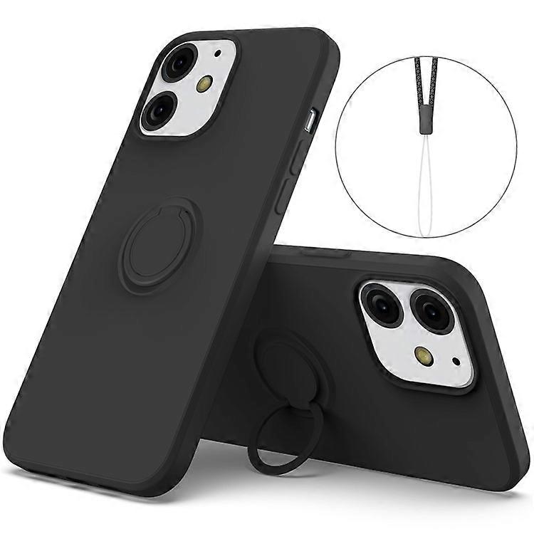 Adjustable Ring Kickstand Design Eco-Friendly Liquid Silicone Phone Protective Case Shell with Handy Strap Compatible For iPhone 1