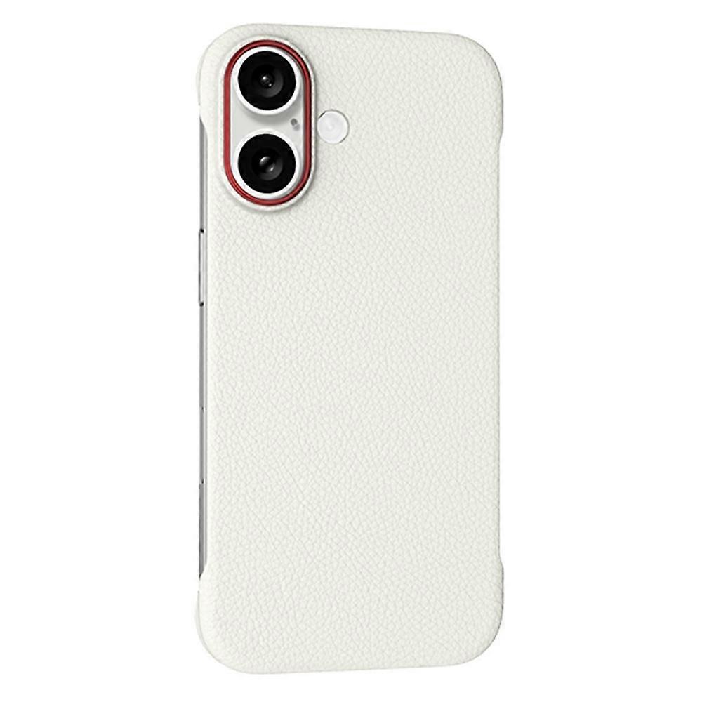 For iPhone 16 Case Borderless Slim Anti Drop Leather Texture PC Phone Back Cover - Apricot