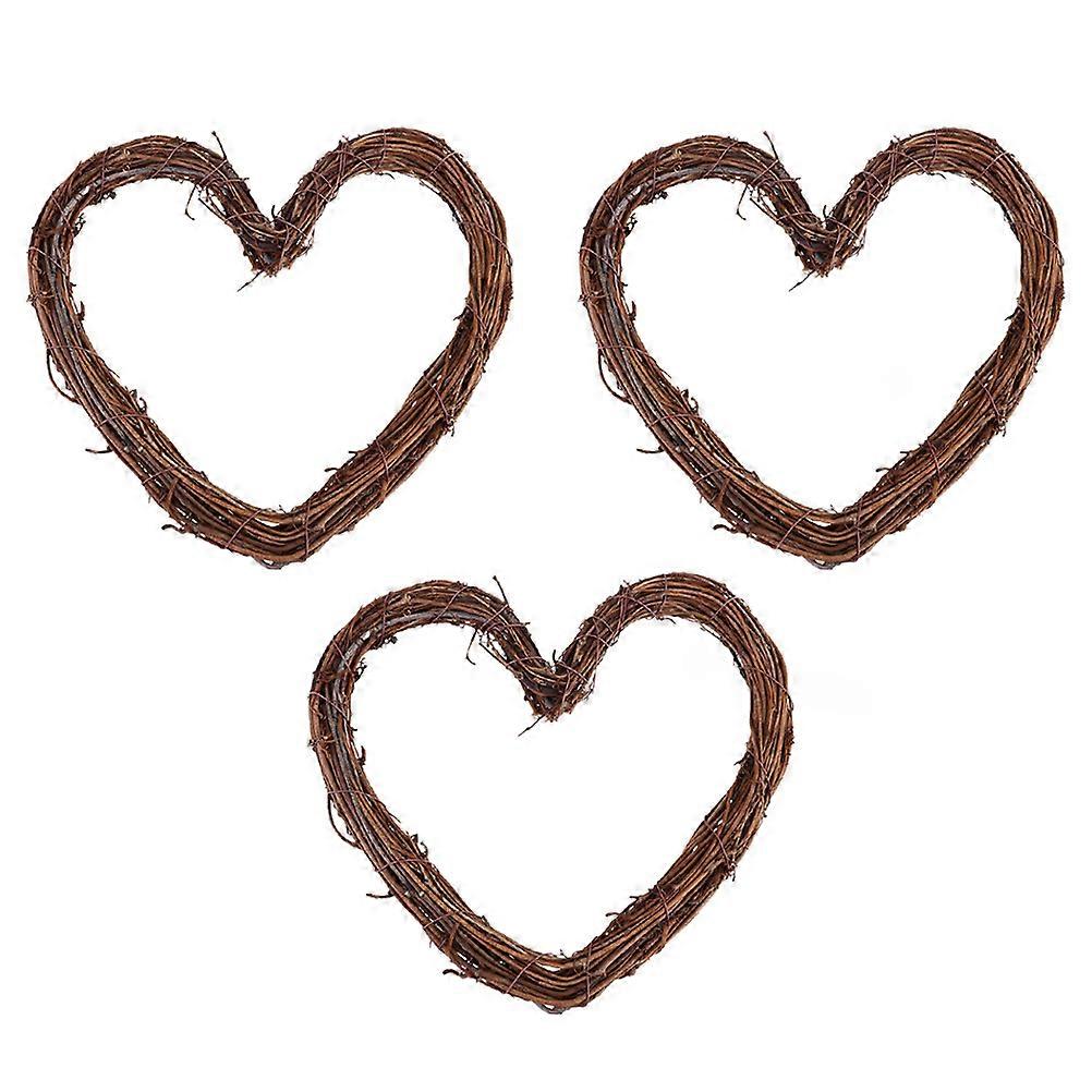 3pcs Christmas Rattan Heart Pendants Rustic Vine Ornaments for Xmas Tree, Wall, Door Decoration, Winter Festival Hanging Adornments