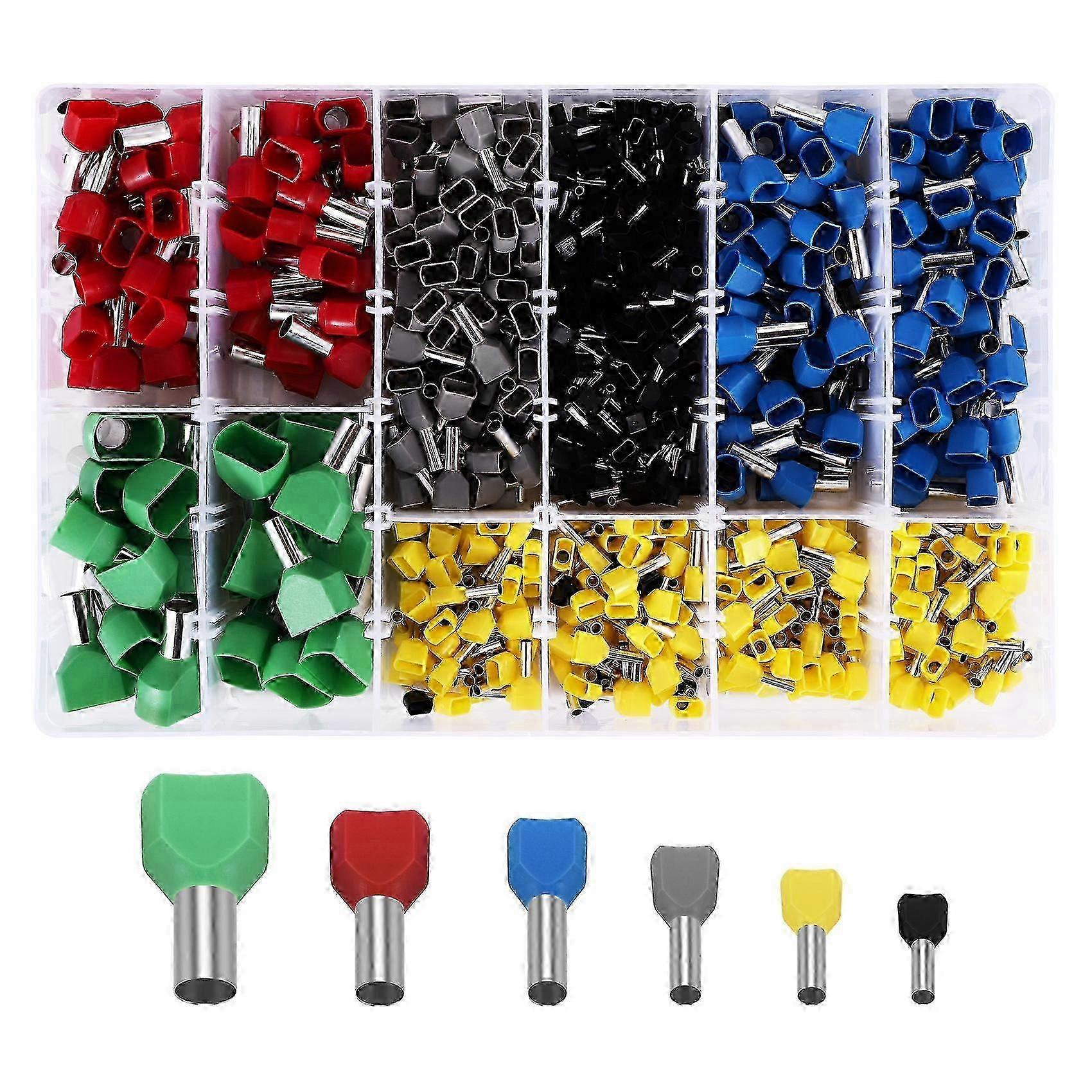 2025 780Pcs Dual Bootlace Ferrule Teminator Kit Electrical Crimp Dual Entry Cord End Wire Terminal Connector Edition