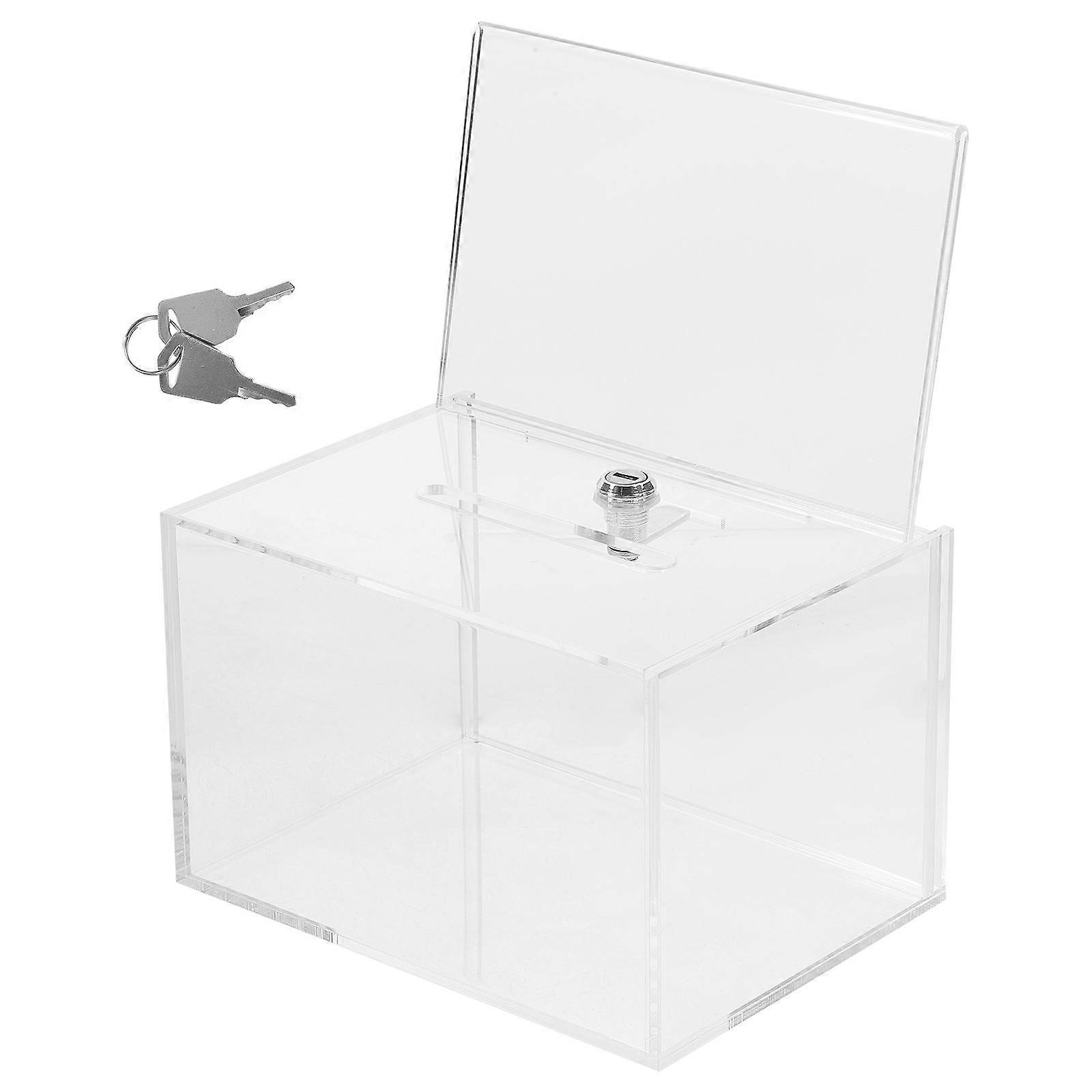 Fundraising Box with Lock for Envelopes and Notes, Polished Surface