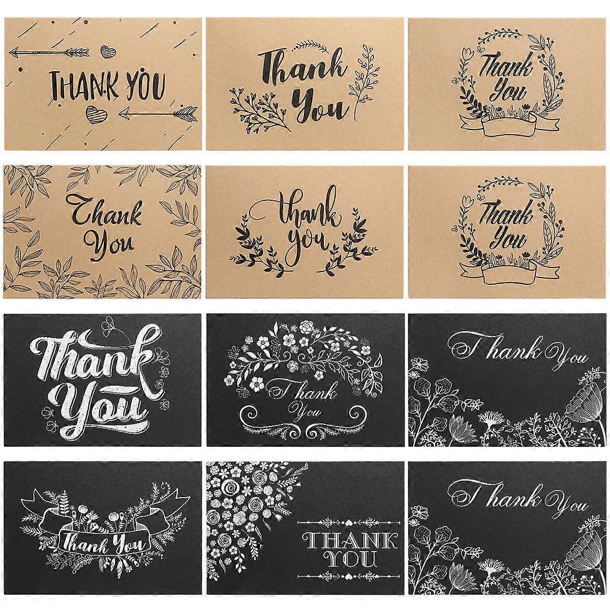 Thank You Cards Simple Partykindom Cardboard Kraft Paper Cards For All Occasions Rectangular Shape 150 Sets