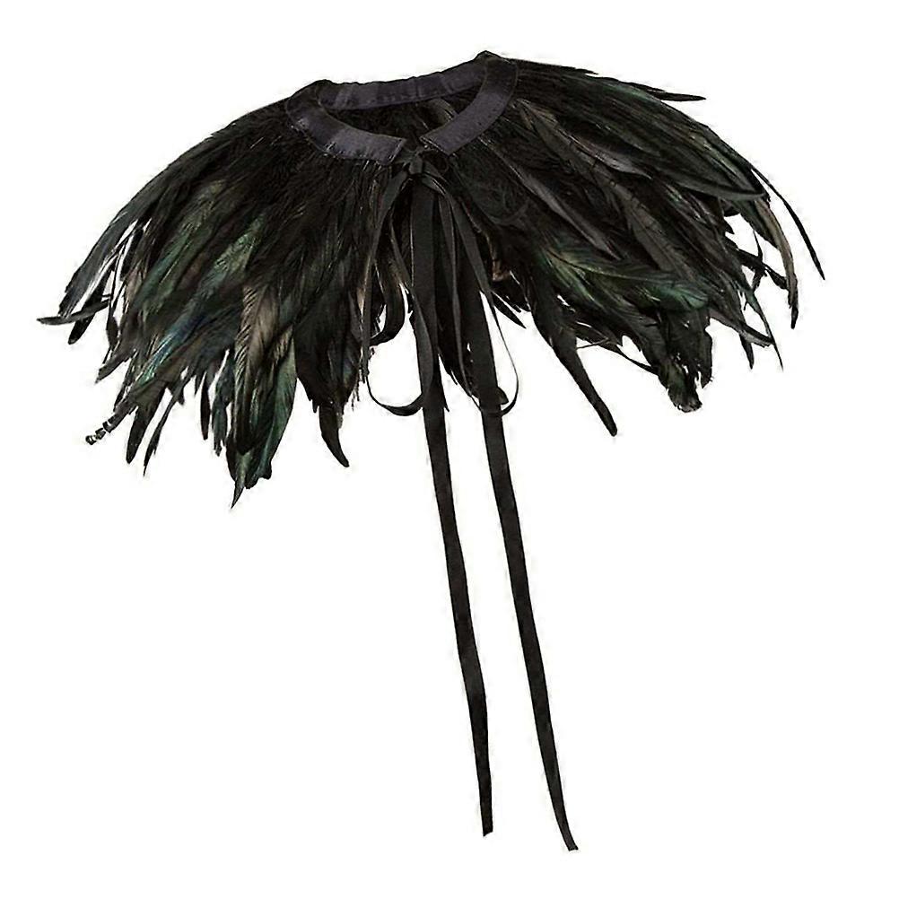Halloween Cloak Cape Black with Green Gothic Shawl Performance Costume 70x30cm 1Pack