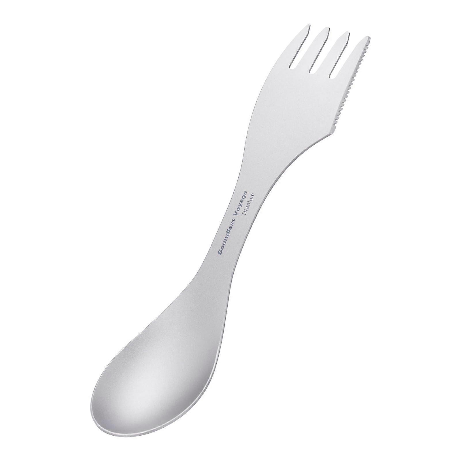 Titanium 3-In-1 Spork Utensil 1.2mm Thick Camping Fork Spoon Combo with Storage Case for Backpacking and Picnics