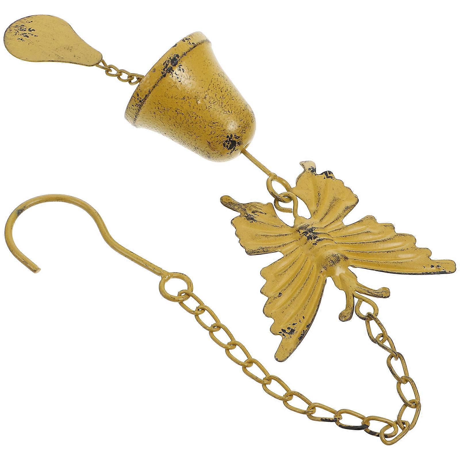 Vintage Bells Butterfly Wind Chimes For Outside Patio Porch Garden Yard Yellow 1Set