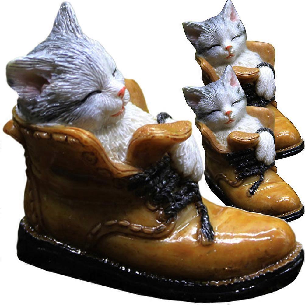 Miniature Cat Figurine Cat Figurine Enhancement Multi 4.8X4.3CM 3Pcs