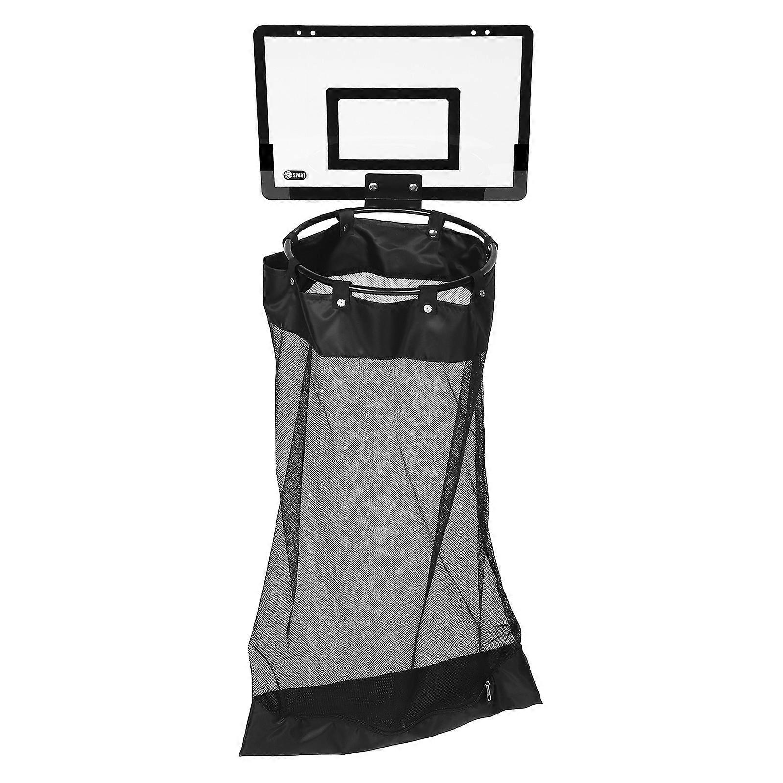Over the Door Basketball Hamper, Zippered Laundry Basket for Space Saving Storage, Hanging Mesh Organizer for Bathrooms and Bedrooms