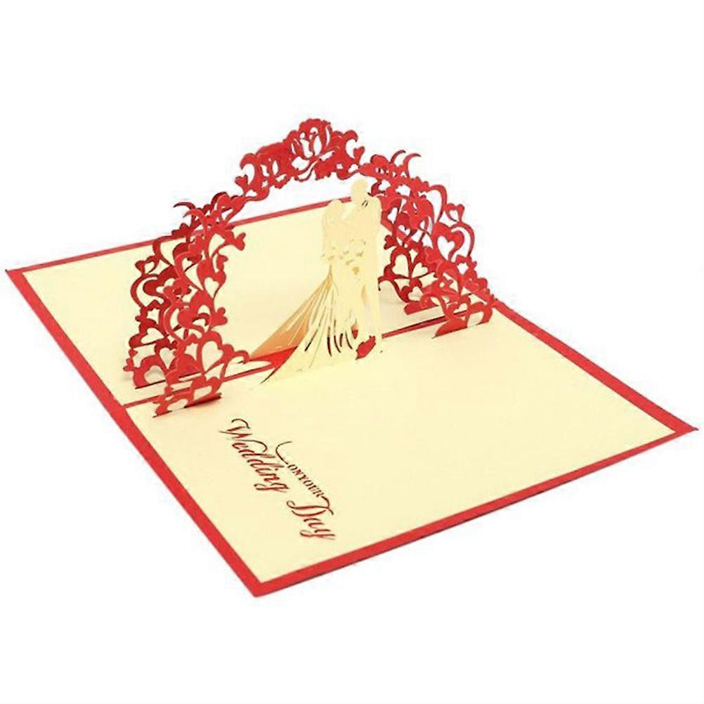 Wedding Plaque 3D Greeting Card With Pop-up Design For Wedding Celebration Paper Material Approx 15x10x0.5cm 1Set