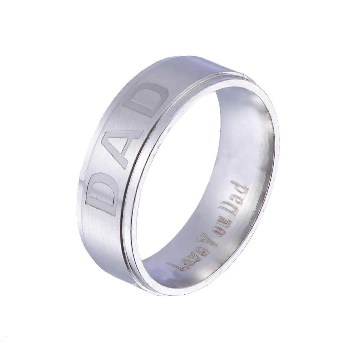 Father Rings Mens Titanium Wedding Bands Classic Round Engraved Message Silver 1Pack