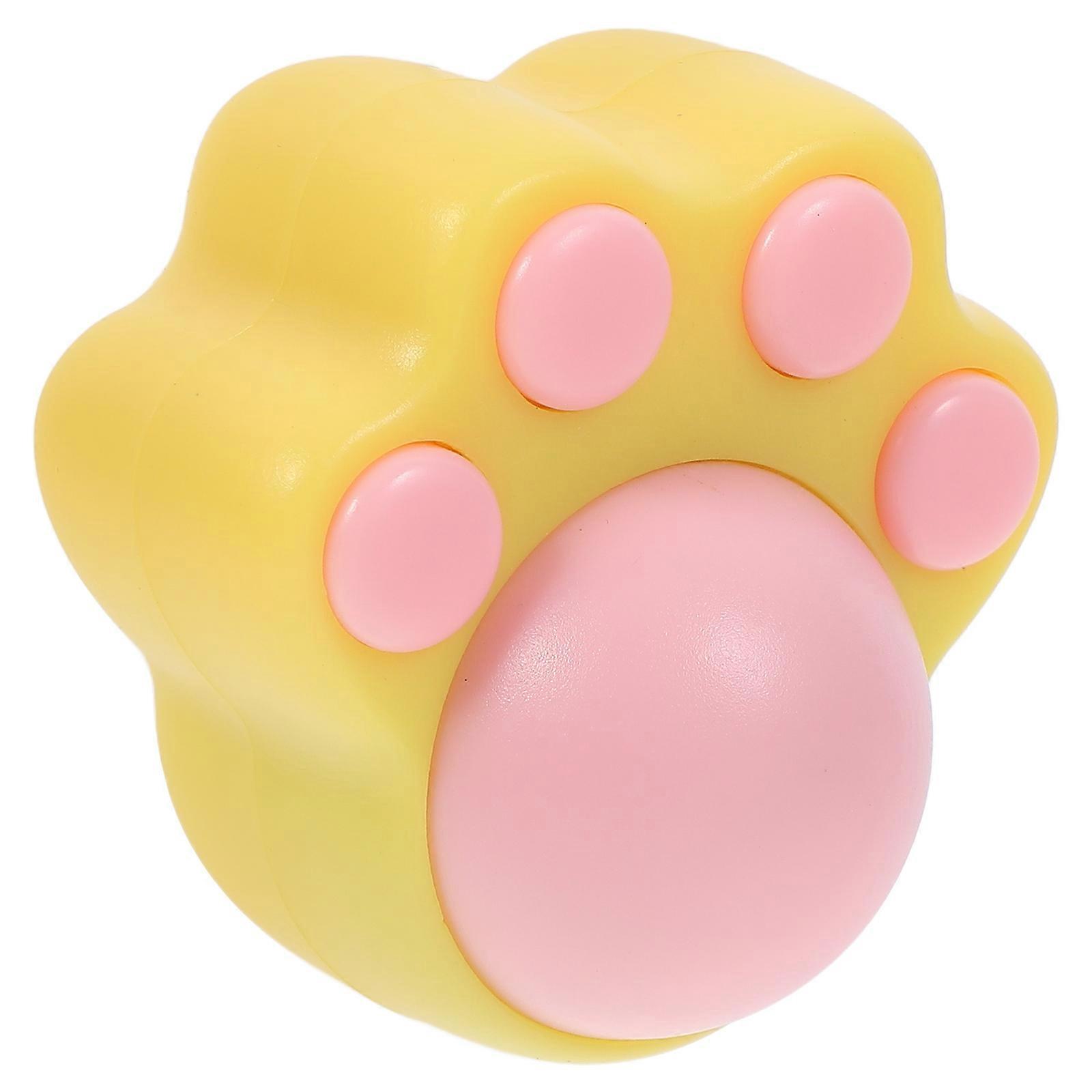 Kitten Chew Toys Catnip Interactive Toy Paw Shaped Indoor Play Yellow 5.20X5.20X3.50CM Rotatable Design 1Pack