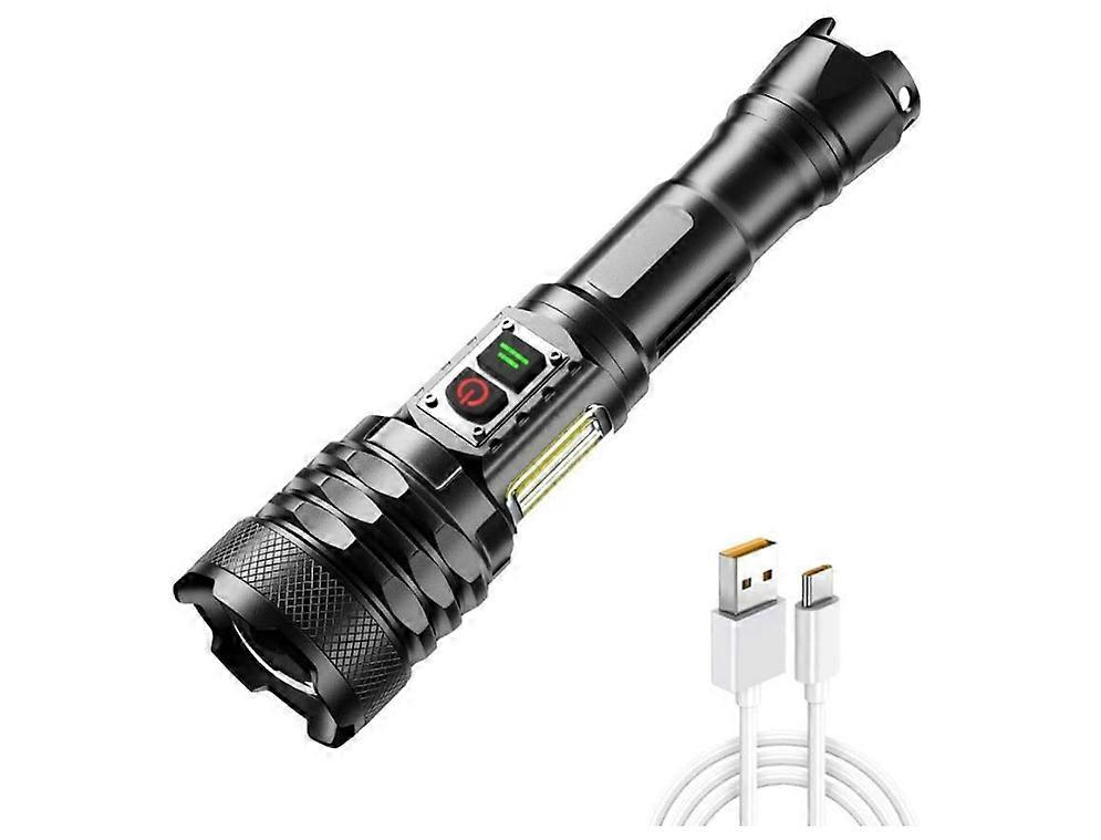 Flashlights High Lumens, Super Bright LED Flashlight With COB Sidelight, Zoomable Tactical Handheld Flashlight, 9 Modes, Waterproof(Black)
