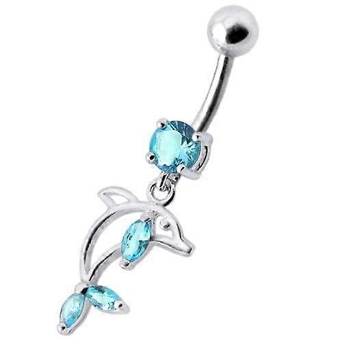 Jewelled Dolphin Dangling Navel Banana Ring
