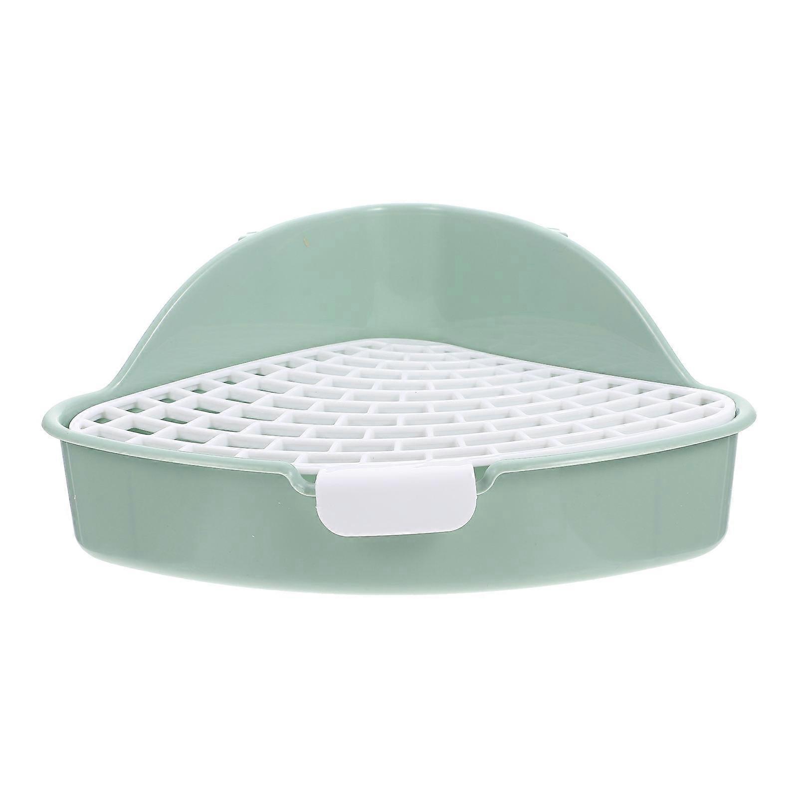 Green Pet Litter Box for Small Animals with Detachable Grid and Double Hook Design Easy to Clean PP