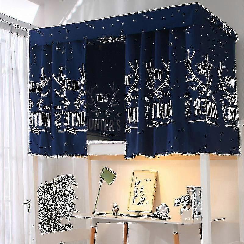 Printed Dormitory Bed Curtain With Rope & Clasp College Single Bed Shade Cloth For 4/4.5 Inch Bunk