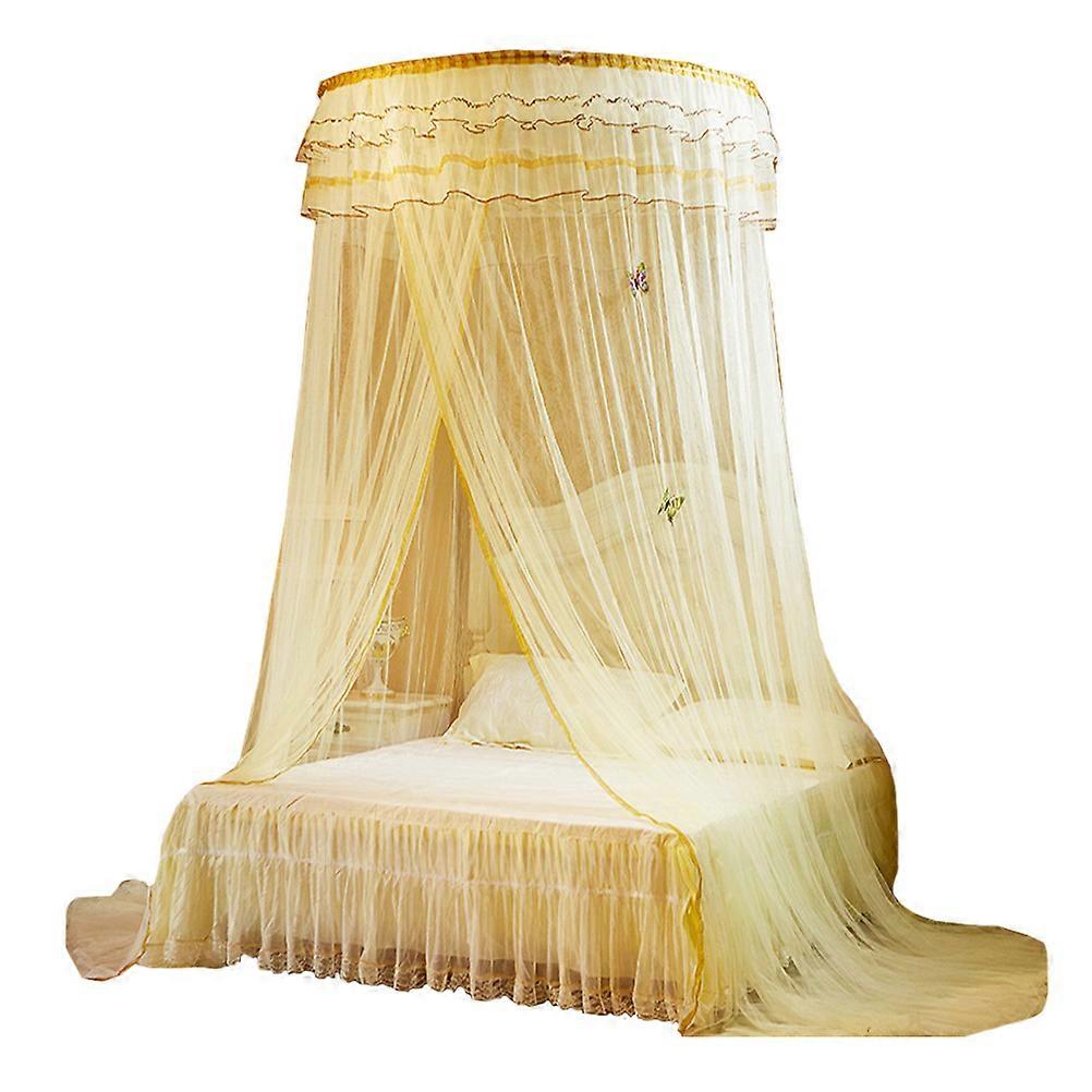 Mesh Bed Canopy Ceiling Hanging Dome Shape Beige 270*120cm Mosquito Protection 1Pack