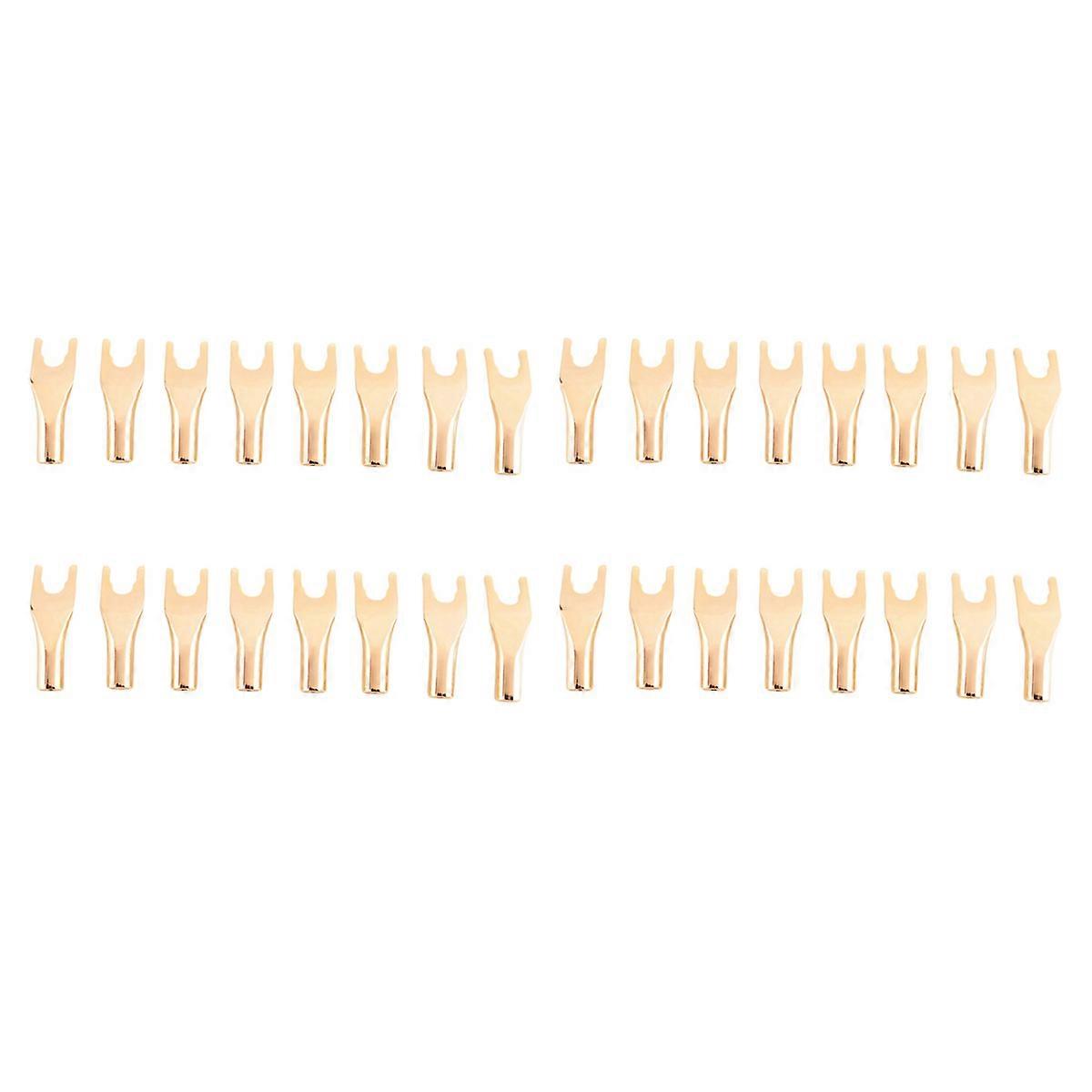 Screw Fork HiFi Speaker Spade Connector Plugs-Copper