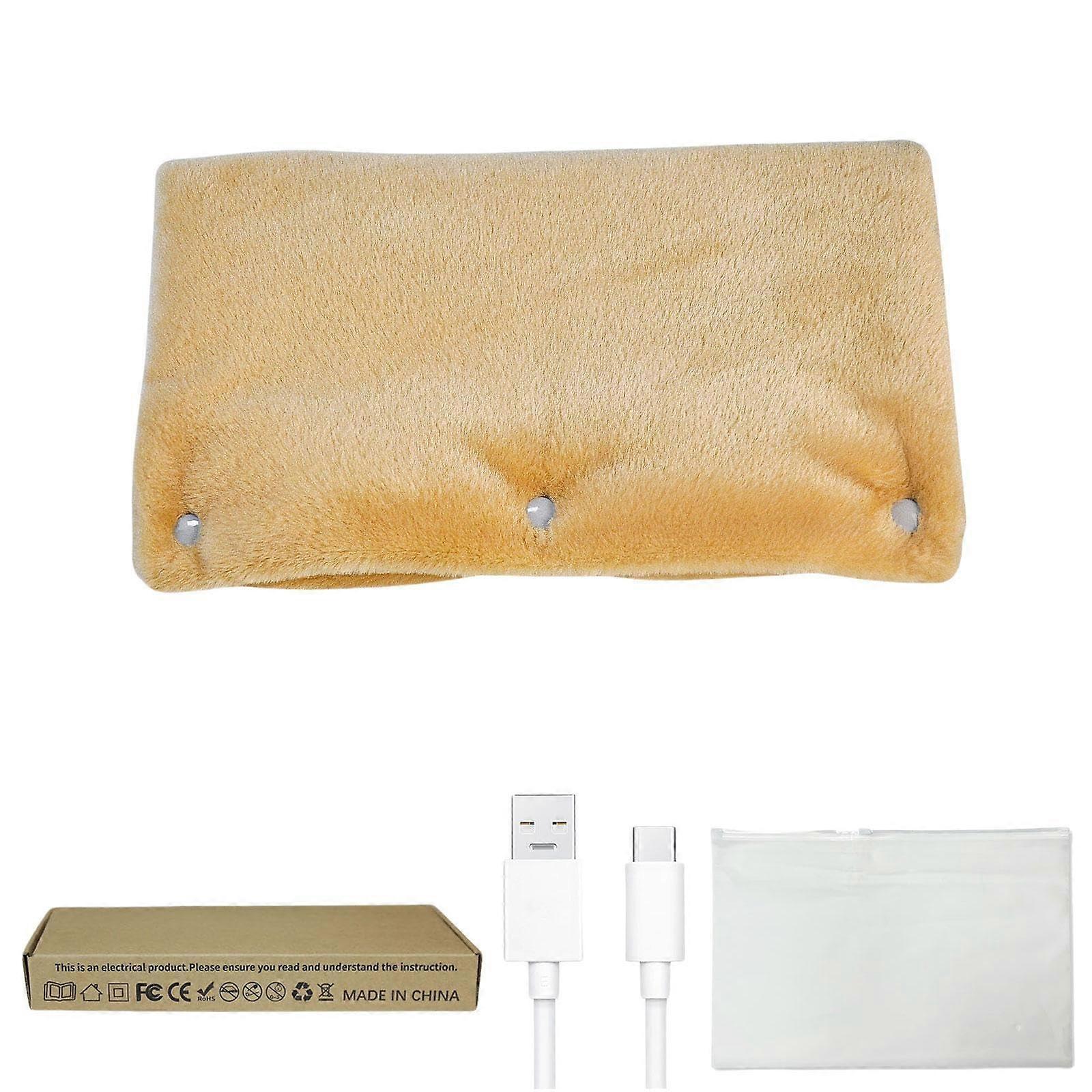 Hand warmer, electric hand warmer, 2 heating zones, soft plush, reusable hand warmer bag, electric heating pad for the golf winter Brown