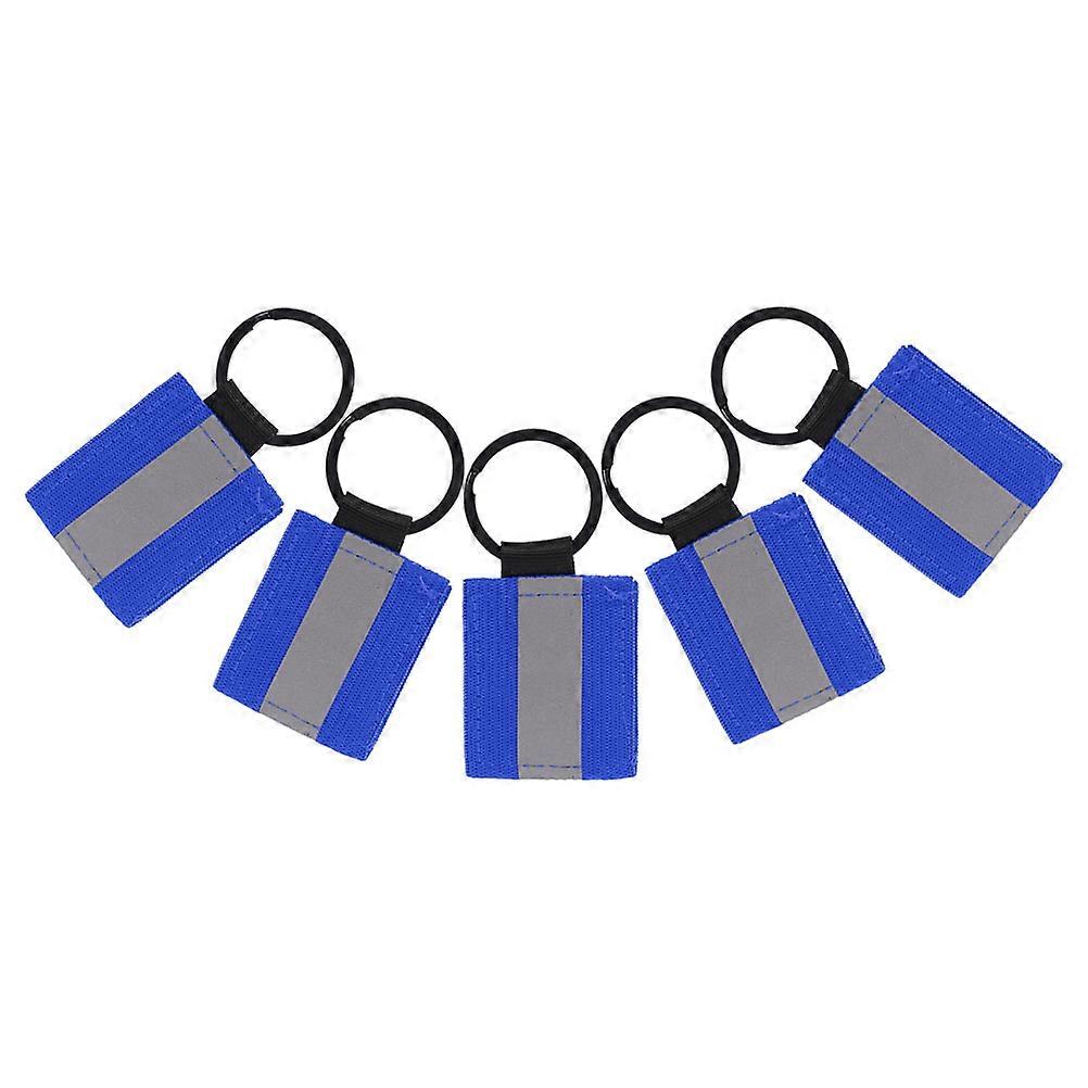 Bright Reflective Zipper Pulls Nylon Keychain Double Sided Reflective Design Nighttime Walking 8.20X3.90X0.20cm 5Pcs
