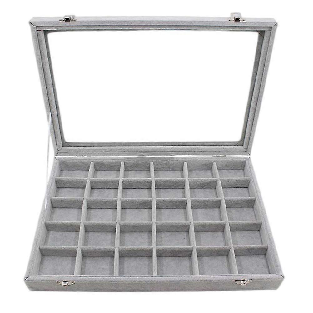 首饰旅行盒 30 格大容量收纳盒吊坠支架玻璃材质情人节礼物 1 套