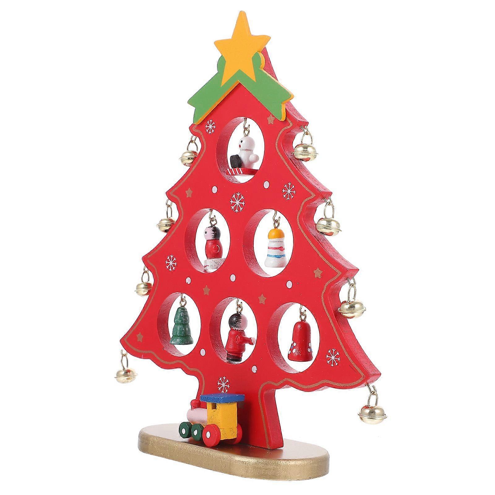 1Pc Desktop Decorative Mini Xmas Tree Xmas Party Ornament Wood Xmas Accessory