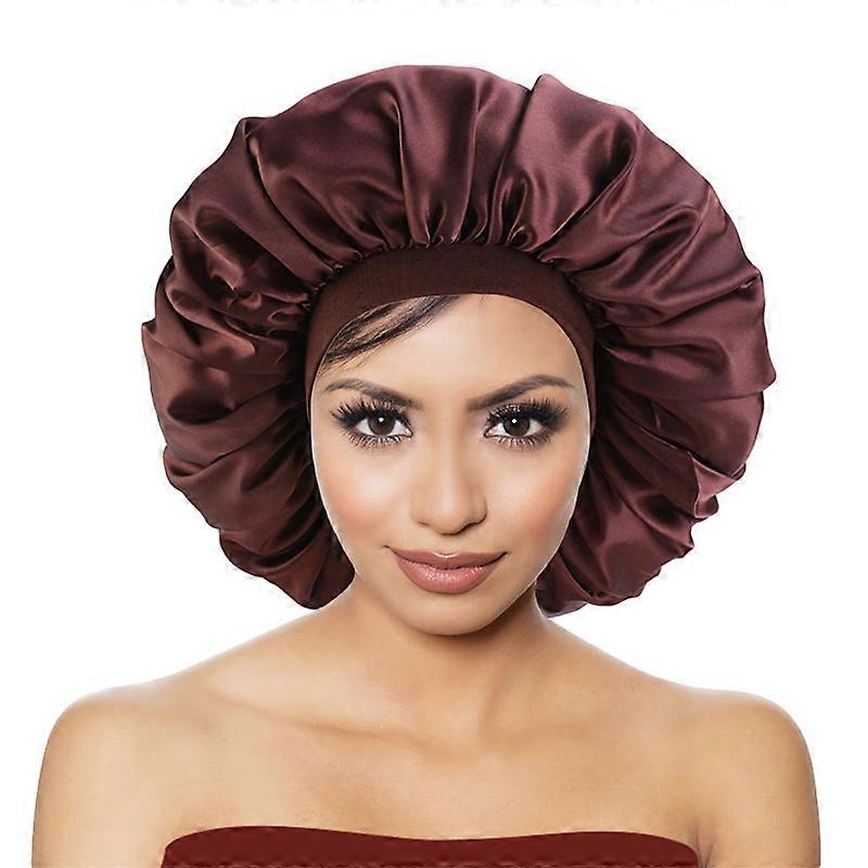 Extra Large Shower Cap, Double Layer Waterproof Reusable Shower Cap XL Satin Lined for Women