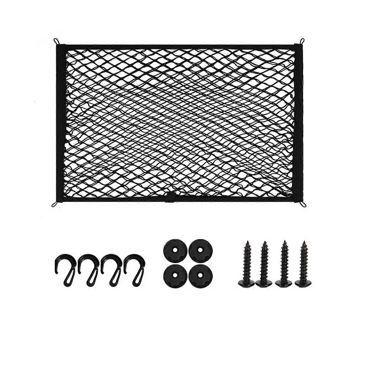 1 set of elastic nylon luggage storage net with screws  4 hooks