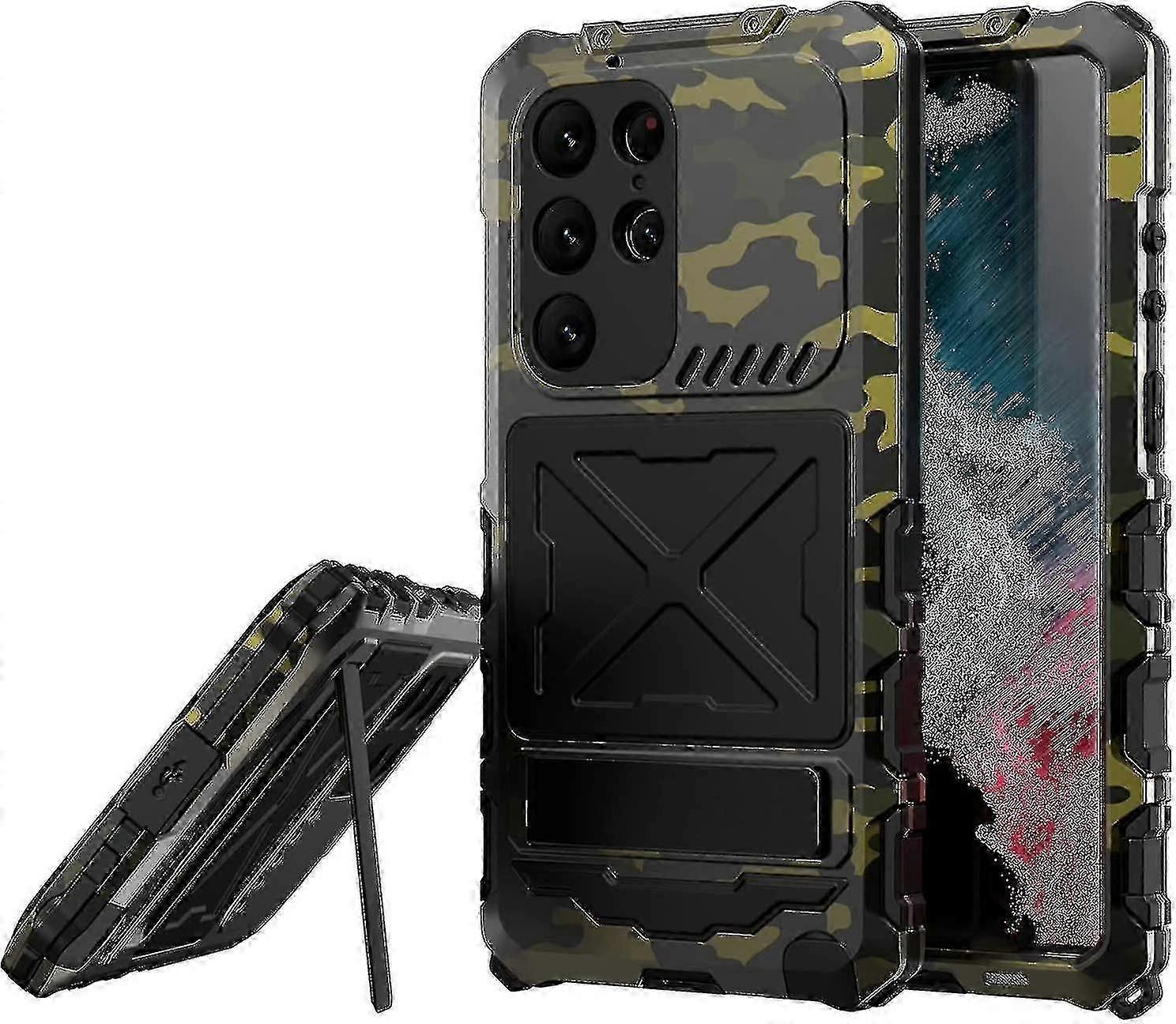 Military Shockproof Waterproof Case For Samsung S23 Ultra With Screen Protector & Metal Stand Dustproof Rugged A