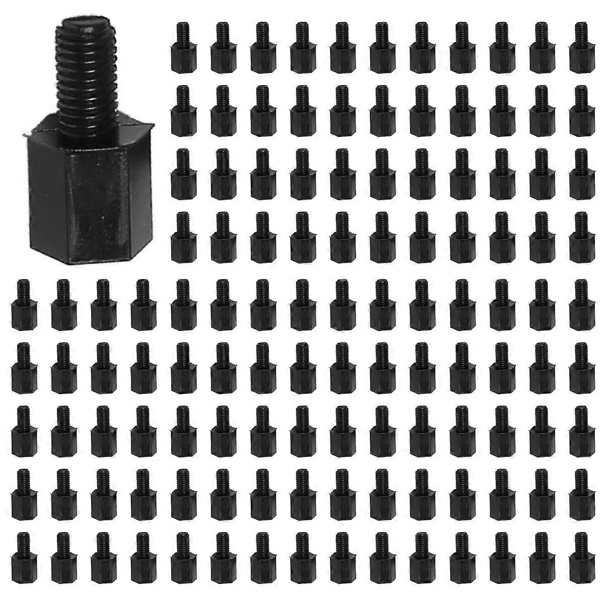 100x Motherboard Hex Standoff Threaded Spacer M3 Thread 6+6mm Black
