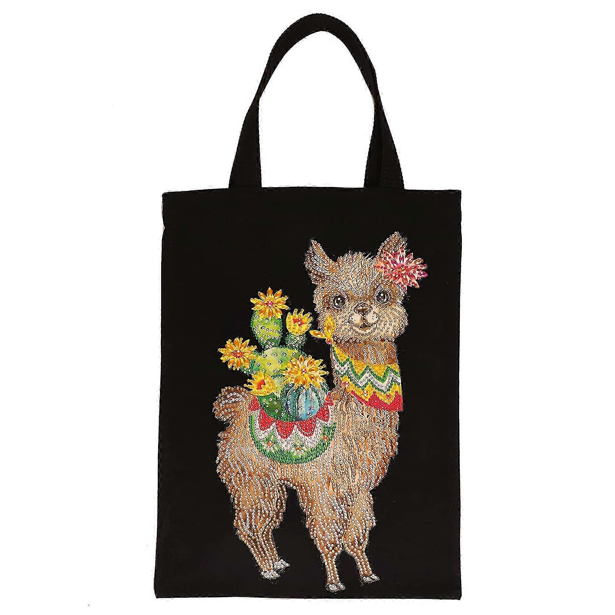 DIY Handmade Tote Bag with Reusable Rhinestone Dot Painting Kit for Creative Crafting