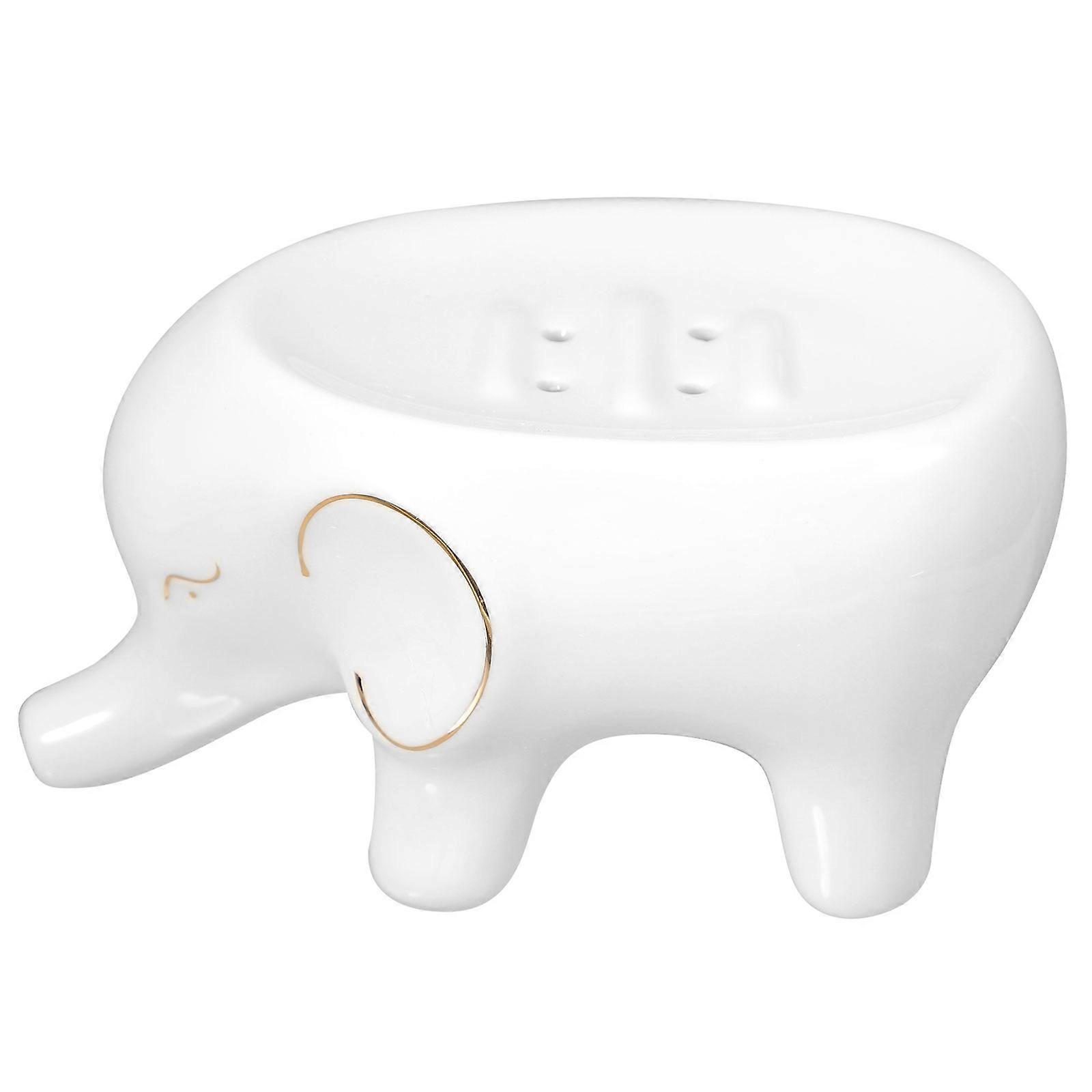Ceramic Soap Holder Elephant Shape Home Use Small Soap Dish Drying Soap 17X10CM 1Set