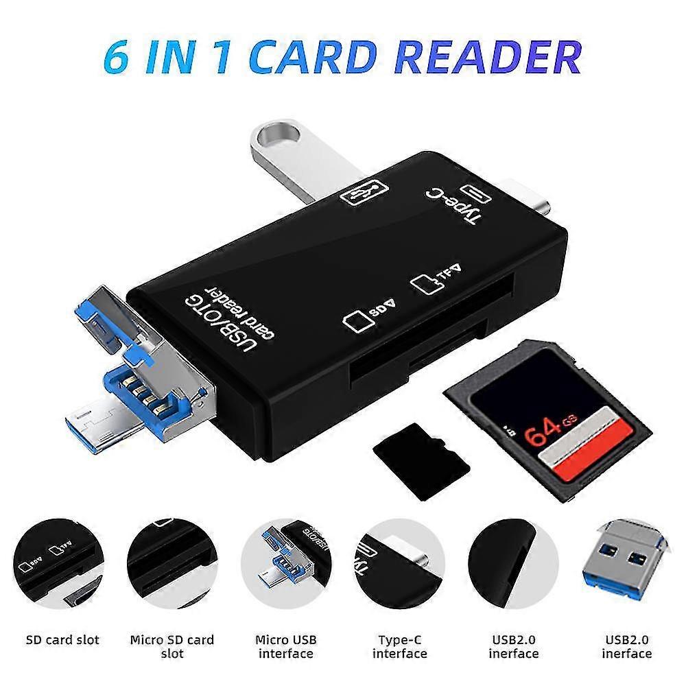 High-Speed Type-C USB 2.0 Micro USB Card Reader Adapter for Laptops, Supports 512GB