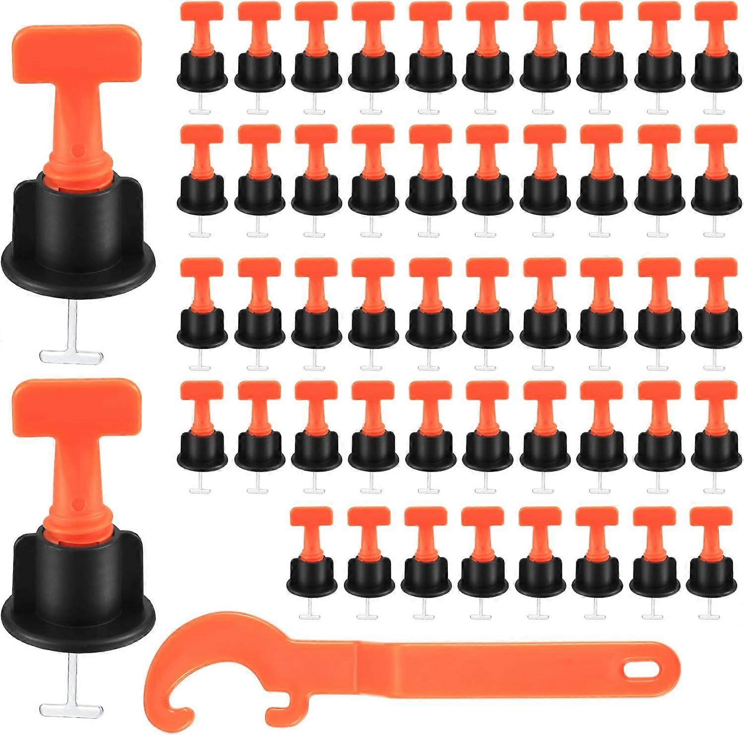Tile Leveling System, 50 Pieces Tile Leveler, Tile Leveler Leveling System Kit for Wall and Floor Construction Tools, with Special Wrench ZeGoods